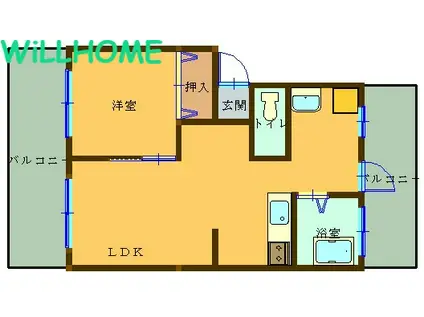 マンション和歌山(1LDK/2階)の間取り写真