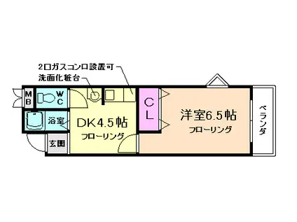 カーサ芙蓉(1DK/2階)の間取り写真