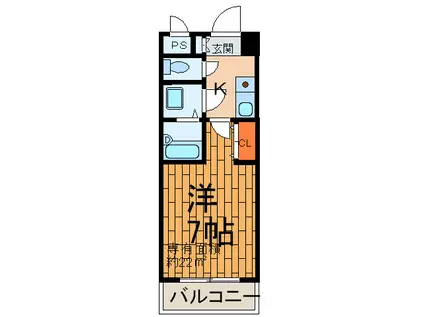 プライムハウスK(1K/5階)の間取り写真