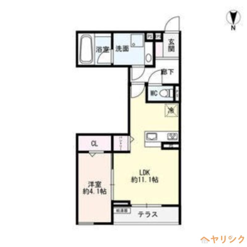 LUVITA新福寺町(1LDK/1階)の間取り写真