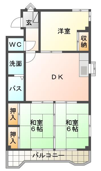 メゾン徳II(3DK/2階)の間取り写真