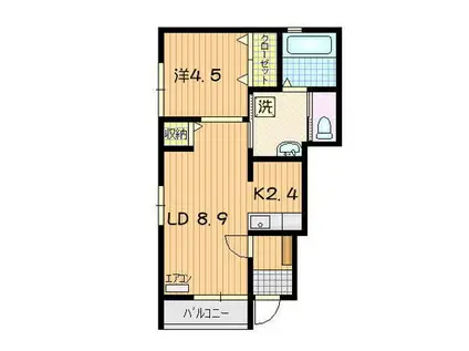 SUN ROSE DUO(1LDK/1階)の間取り写真