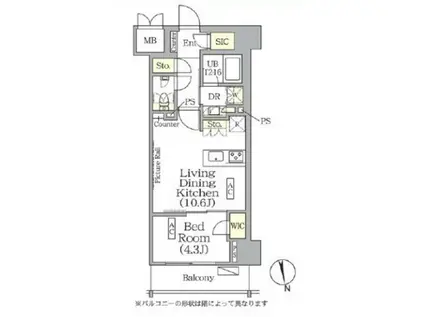 ザパークハビオ神楽坂レジデンスサウスザパークハビオ神楽坂レジデ(1LDK/8階)の間取り写真