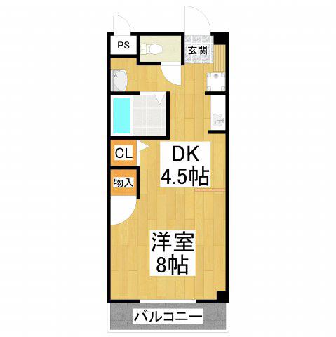 グランフルーリ(1DK/3階)の間取り写真