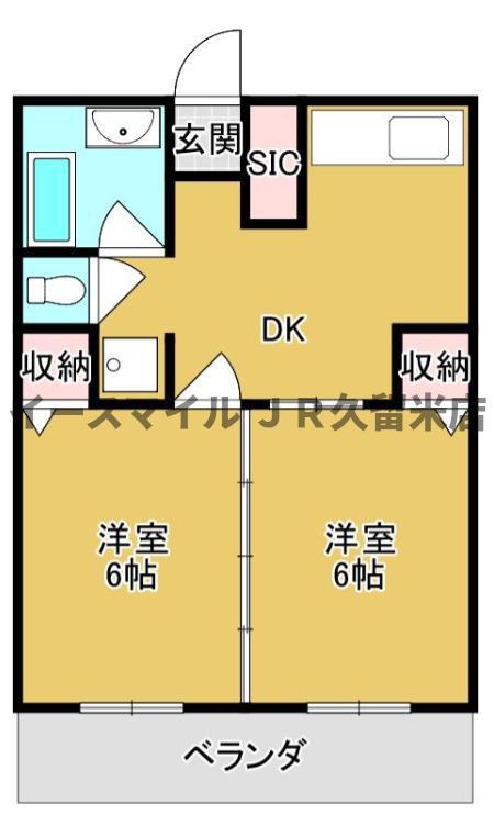 佐田ビル(2DK/6階)の間取り写真
