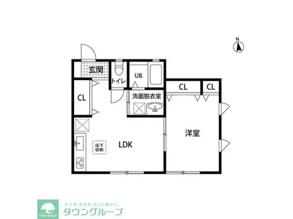 コンフォーレ六実(1LDK/1階)の間取り写真