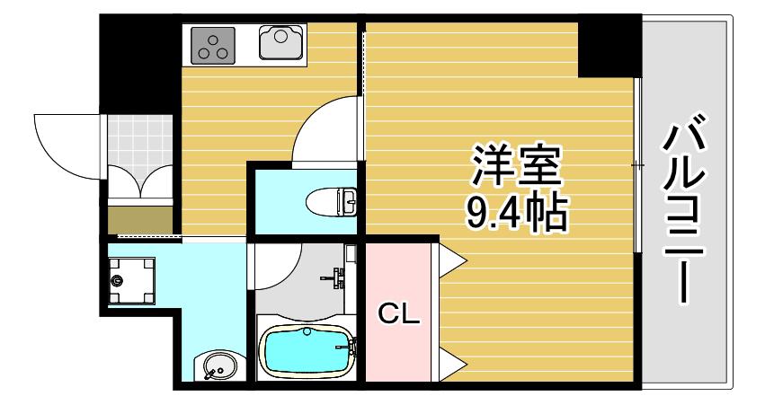 エスポアール福島(1K/2階)の間取り写真