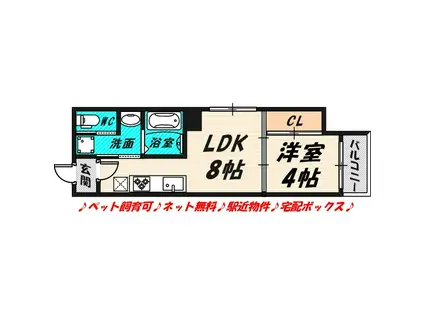 LUXE内代町(1LDK/2階)の間取り写真