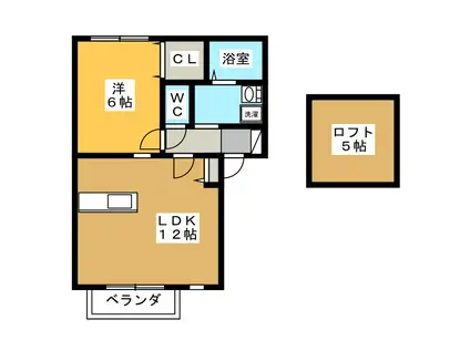 ベラージオアサヒ A棟(1LDK/2階)の間取り写真