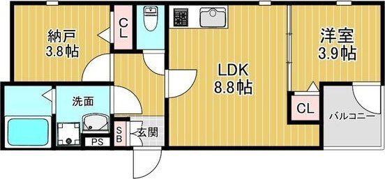 リオグランデ金田(1SLDK/3階)の間取り写真