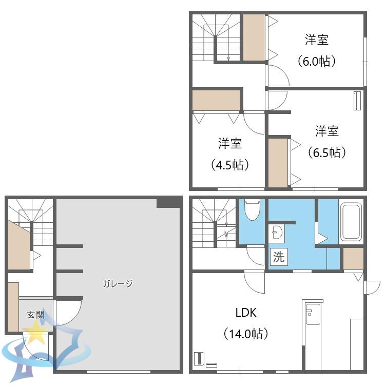 レガーメ手稲本町(3LDK/1階)の間取り写真