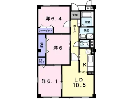 パレス オダ(3LDK/3階)の間取り写真