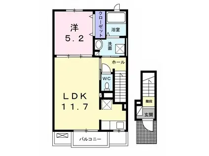 キアラ新田(1LDK/2階)の間取り写真