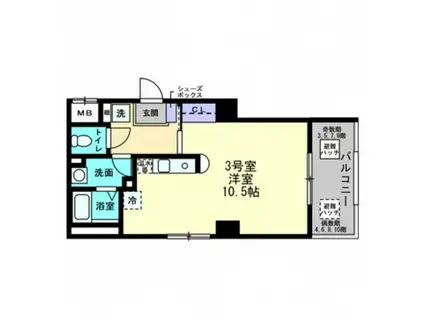 ディアメゾン十日市(ワンルーム/3階)の間取り写真