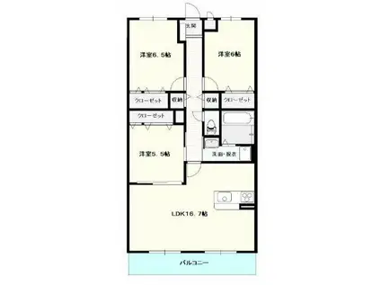 サウスコート(3LDK/2階)の間取り写真