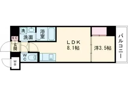 LIVIAZ KOBE LAMER(1LDK/6階)の間取り写真