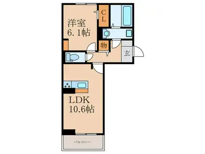 EXCELLENT PALACE横代北(1LDK/2階)の間取り写真