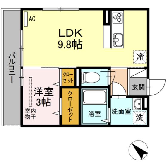 LUCE(1LDK/2階)の間取り写真