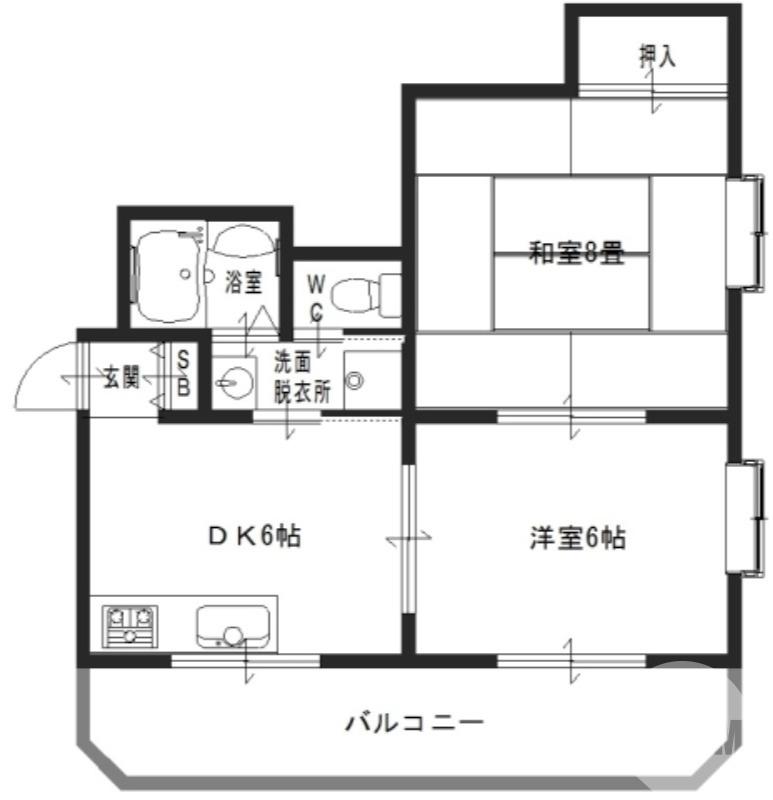 ユンケンハイム(2DK/3階)の間取り写真