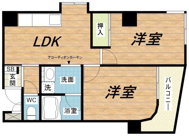 リプレ美章園(2LDK/5階)の間取り写真