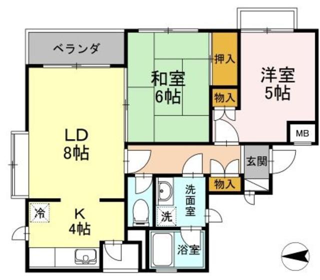 フォレストV(2LDK/2階)の間取り写真