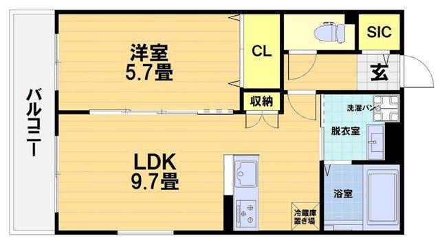 FORCE西院(1LDK/1階)の間取り写真