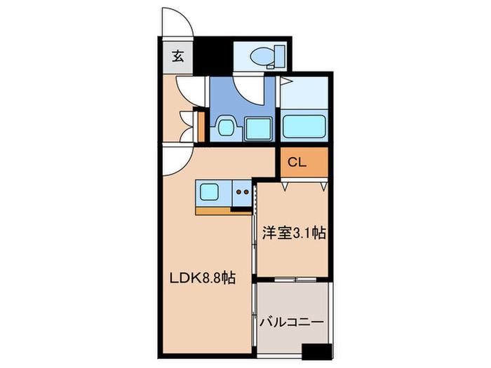 リアンシエルブルー香椎宮前(1LDK/11階)の間取り写真
