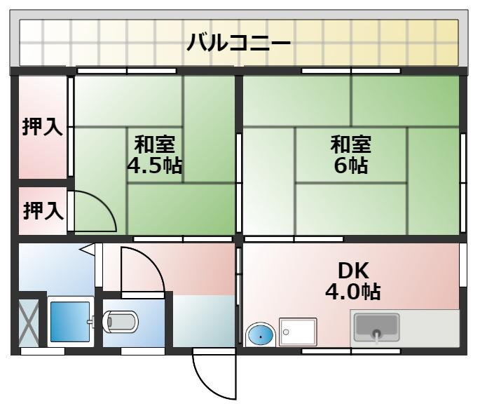 第三藤井荘(2DK/1階)の間取り写真