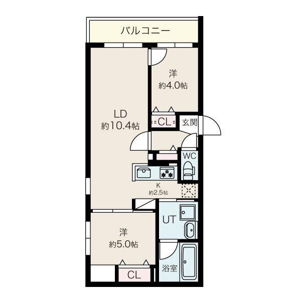 プエンテ発寒(2LDK/1階)の間取り写真