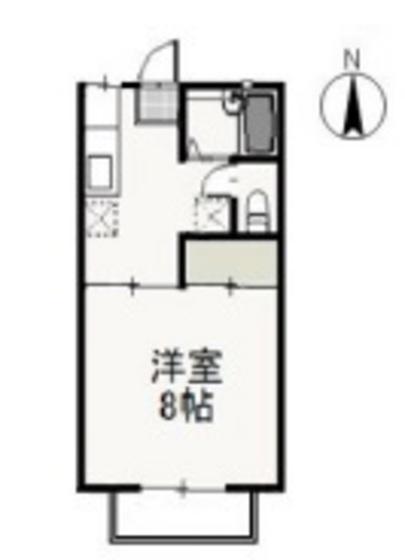 ドミール小川 II(1K/2階)の間取り写真