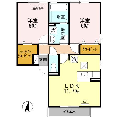グランデージ LISA(2LDK/1階)の間取り写真