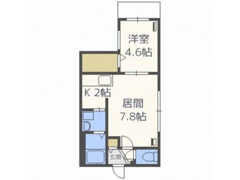 グランドサクセス北3条(1LDK/2階)の間取り写真