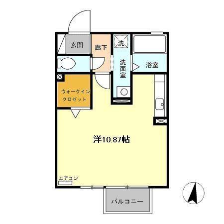 プルーム(ワンルーム/2階)の間取り写真