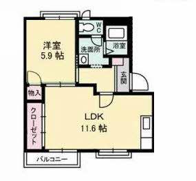 ビューモンド(1LDK/2階)の間取り写真