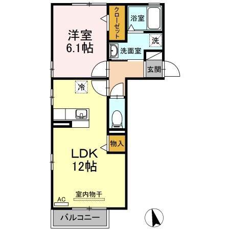 プレジール・デュオ(1LDK/2階)の間取り写真