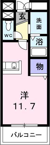 メゾングラシュII(ワンルーム/2階)の間取り写真