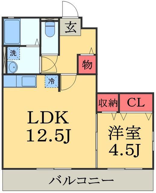 グランヴュルデ(1LDK/1階)の間取り写真