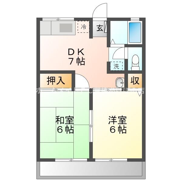 JR東海道本線 二川駅 徒歩18分 2階建 築33年(2DK/2階)の間取り写真