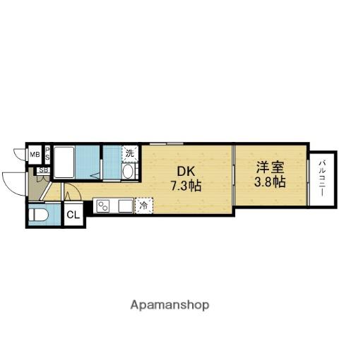YUMAISON ウエスト(1DK/2階)の間取り写真
