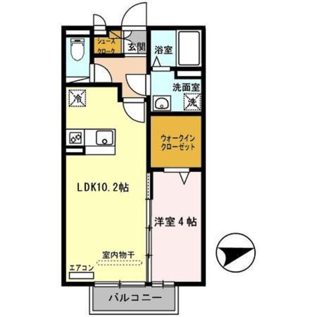 FLORAみさき(1LDK/2階)の間取り写真