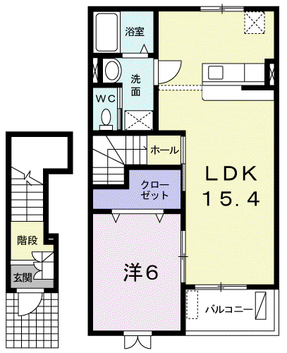 LANG RAVIN 202(1LDK/2階)の間取り写真