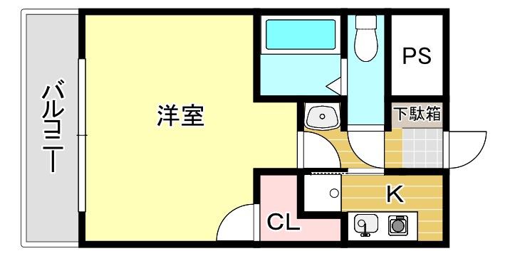 VIP薬院(1K/6階)の間取り写真