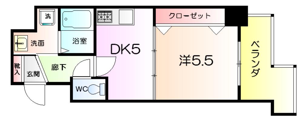 KREHL宿院(1DK/2階)の間取り写真