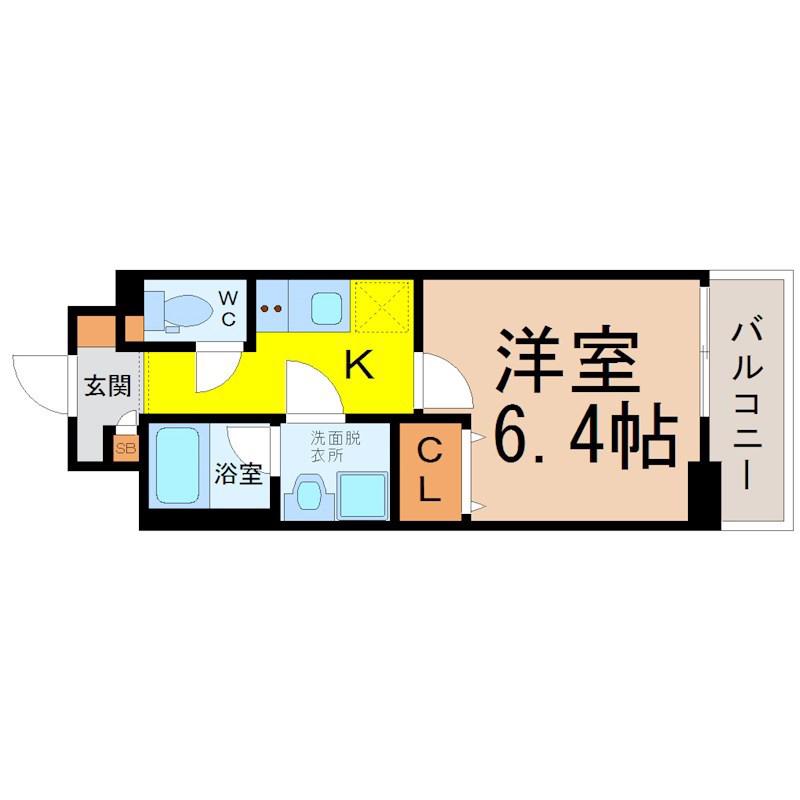 スカイホース(1K/3階)の間取り写真
