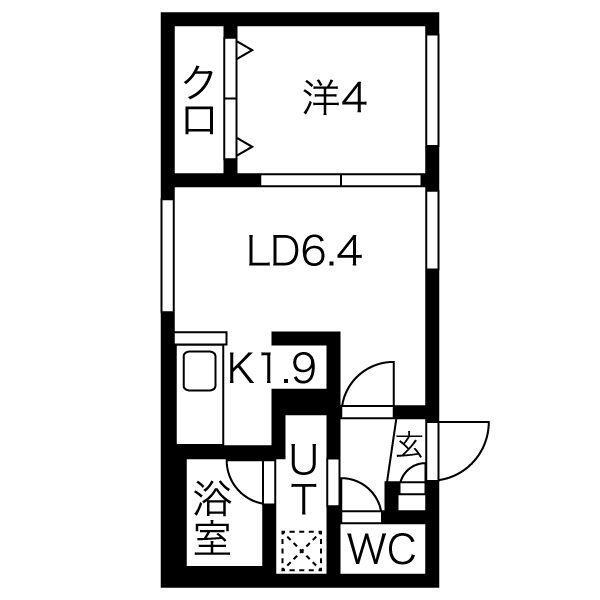 CHOICE RESIDENCE 美園4-3(1LDK/2階)の間取り写真
