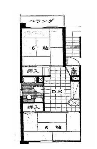 高円寺ローヤルコーポ(2DK/4階)の間取り写真