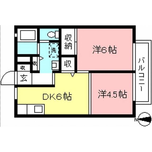 ヒルズ御台橋(2DK/2階)の間取り写真