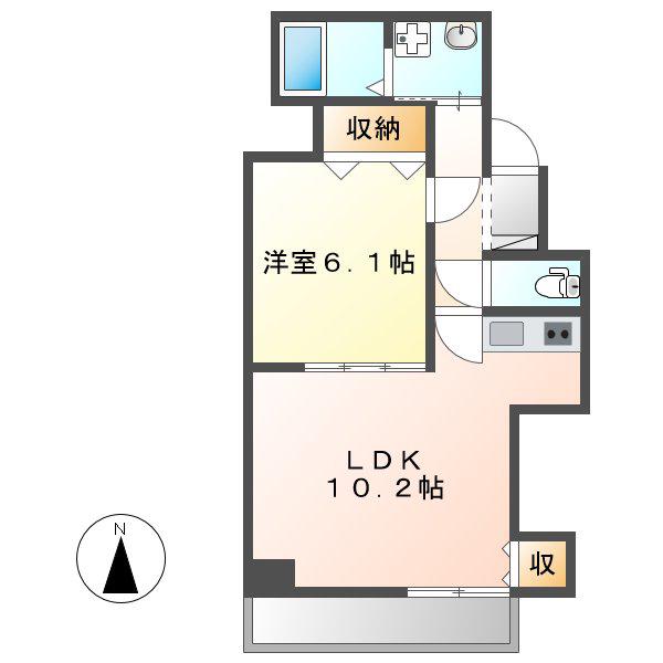 ヒルズ新栄(1LDK/3階)の間取り写真