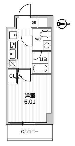 ALTERNA四つ木(1K/8階)の間取り写真