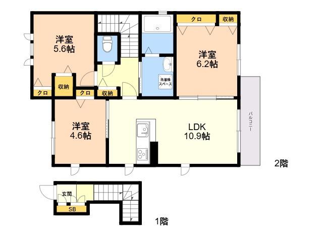 プロヌーブ前原(3LDK/2階)の間取り写真